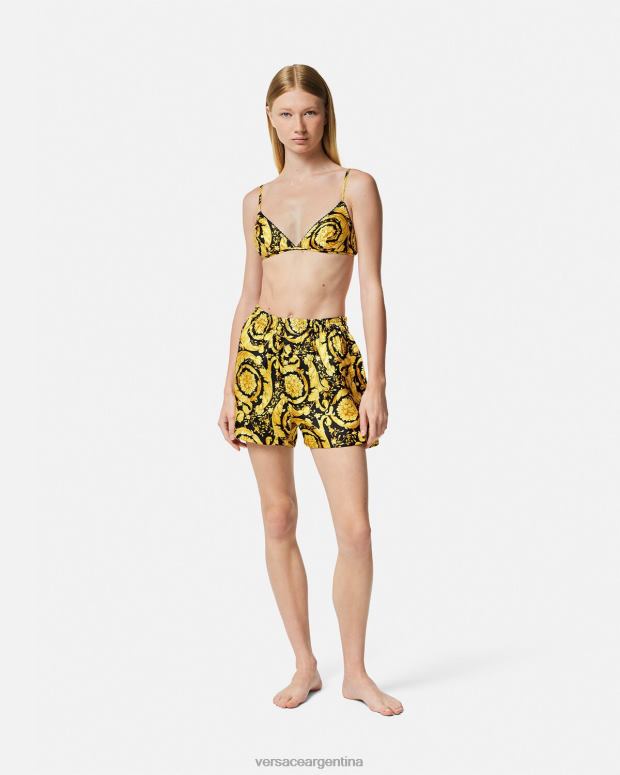 mujer Versace imprimir shorts de pijama de seda con estampado barroco ropa interior y ropa de playa 4F6041030