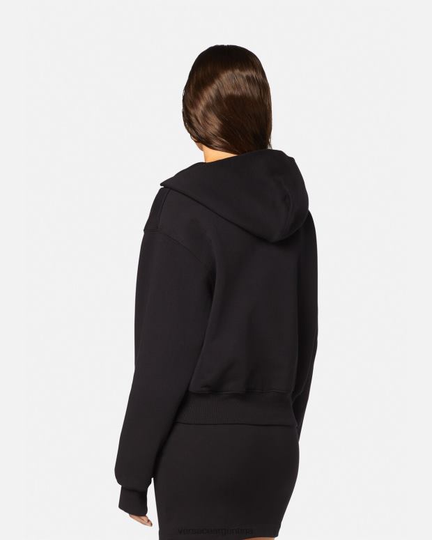 mujer Versace negro sudadera con capucha y hebilla barroca ropa 4F6042154