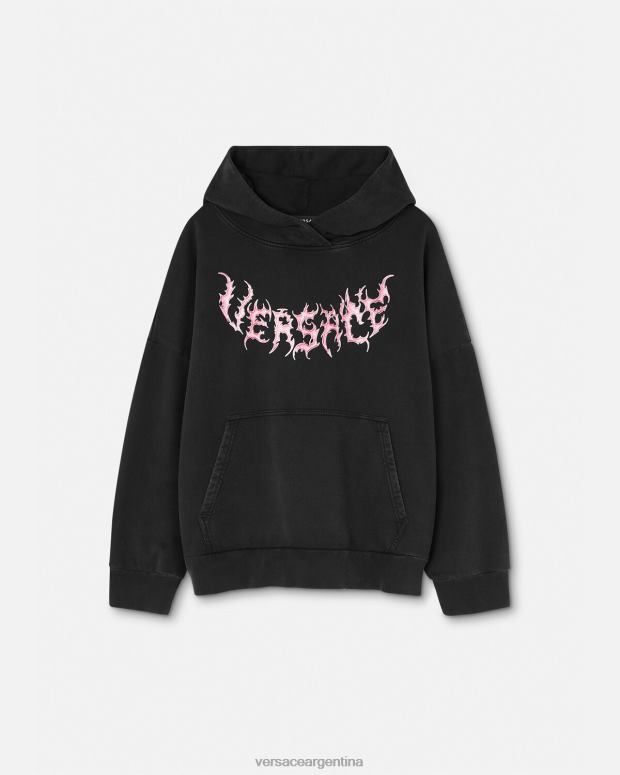 mujer Versace negro sudadera con capucha y logo ropa 4F604144
