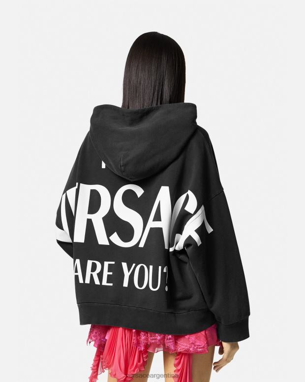 mujer Versace negro sudadera con capucha y logo ropa 4F604144