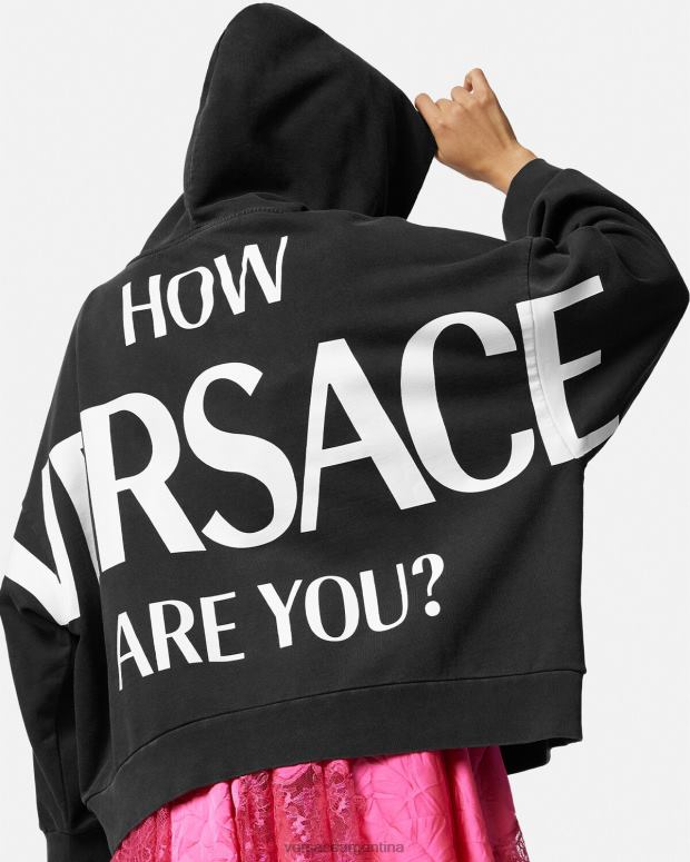 mujer Versace negro sudadera con capucha y logo ropa 4F604144
