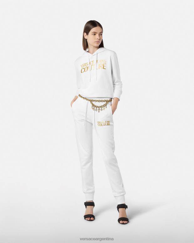mujer Versace oro y blanco sudadera con capucha y logo ropa 4F6042235