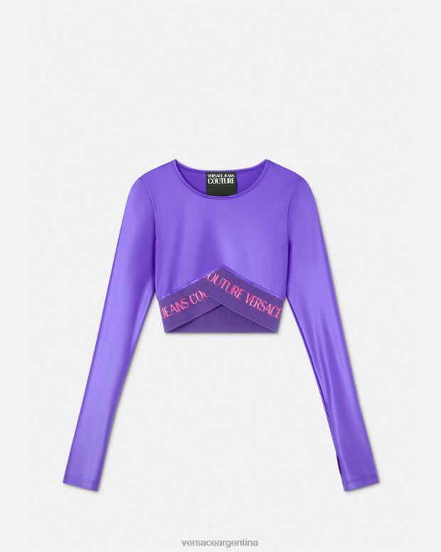 mujer Versace Violeta top corto con logo ropa 4F6042215