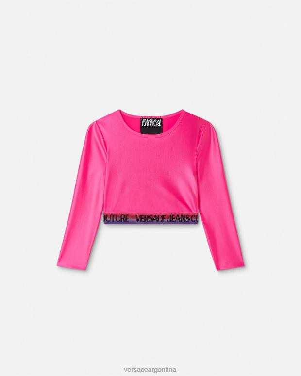 mujer Versace fucsia top corto con logo ropa 4F6042214