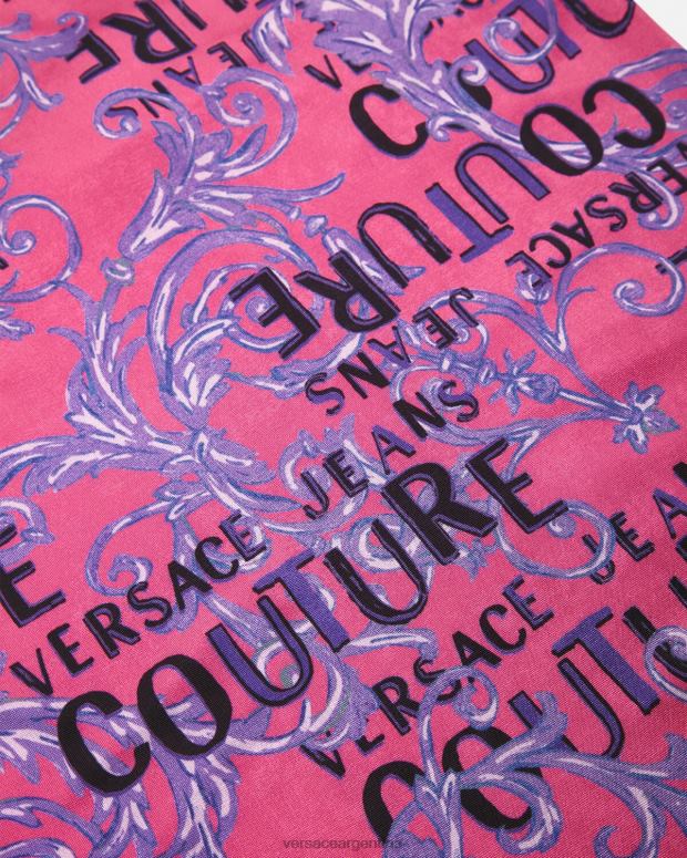 mujer Versace fucsia top de un solo hombro con logo de alta costura ropa 4F6042204
