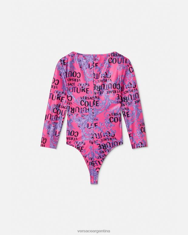 mujer Versace fucsia body de alta costura con logo ropa 4F6042212
