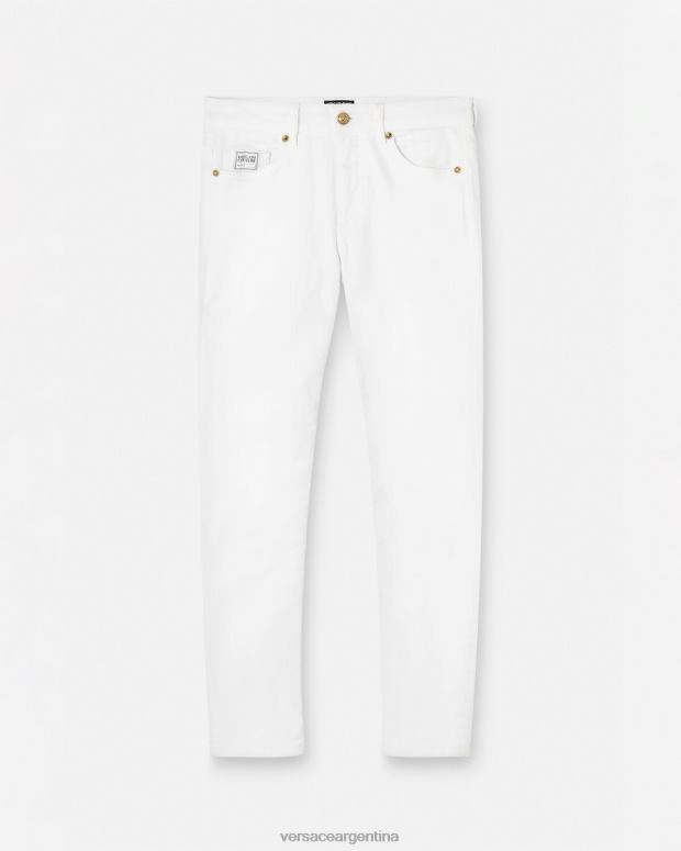mujer Versace blanco vaqueros ajustados ropa 4F6042236