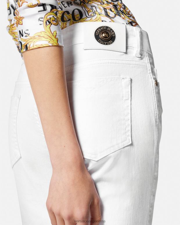 mujer Versace blanco vaqueros ajustados ropa 4F6042236