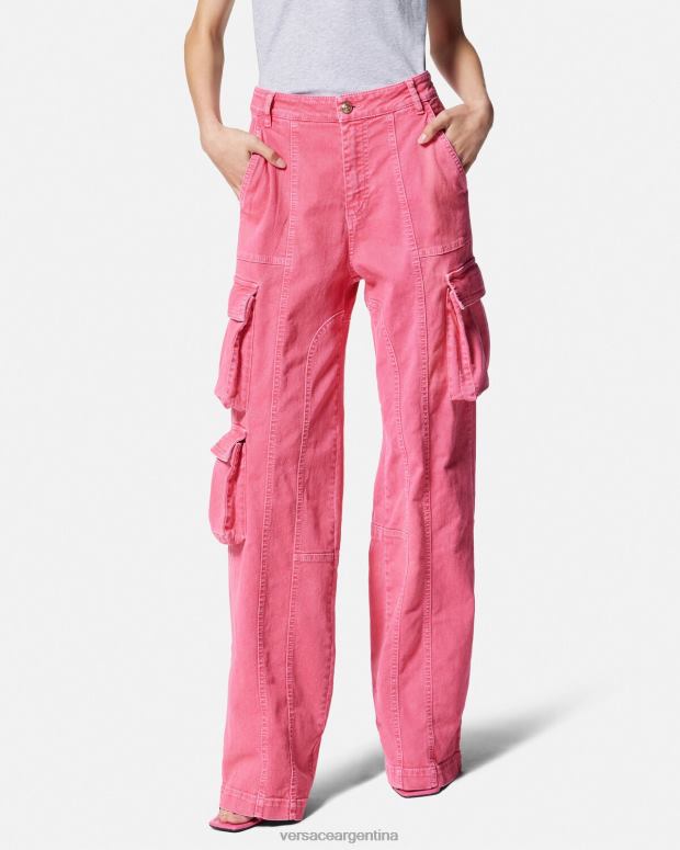 mujer Versace fucsia jeans cargo rectos ropa 4F6042243