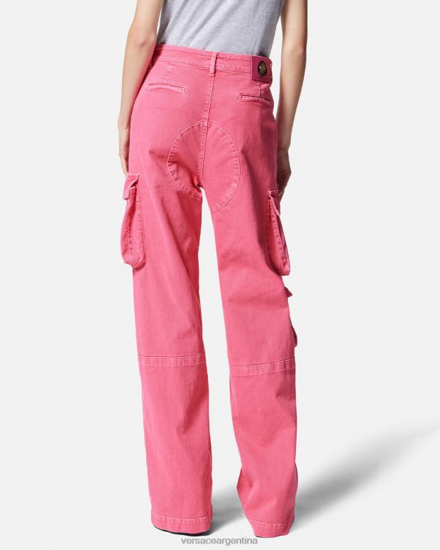mujer Versace fucsia jeans cargo rectos ropa 4F6042243