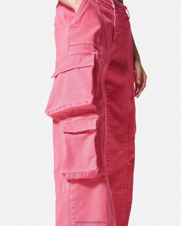 mujer Versace fucsia jeans cargo rectos ropa 4F6042243