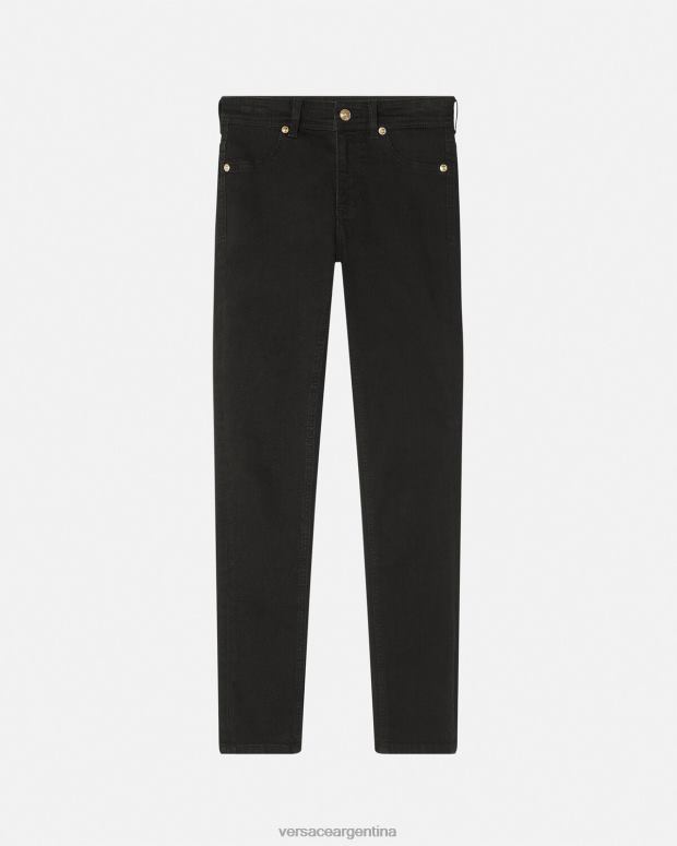 mujer Versace negro jeans ajustados con logo ropa 4F6042246