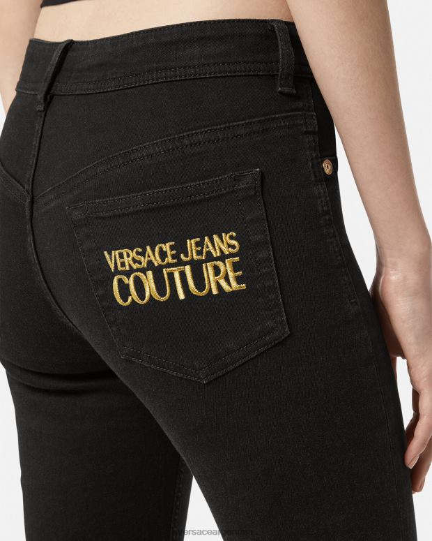 mujer Versace negro jeans ajustados con logo ropa 4F6042246
