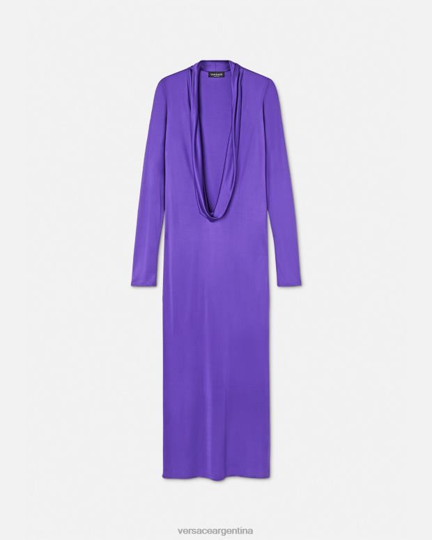 mujer Versace Violeta vestido largo con capucha ropa 4F60460