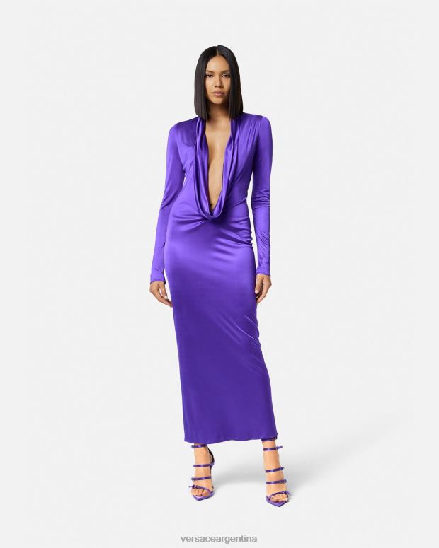 mujer Versace Violeta vestido largo con capucha ropa 4F60460