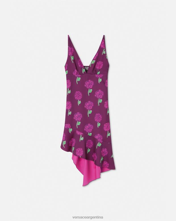 mujer Versace Violeta vestido midi rosas ropa 4F6042160