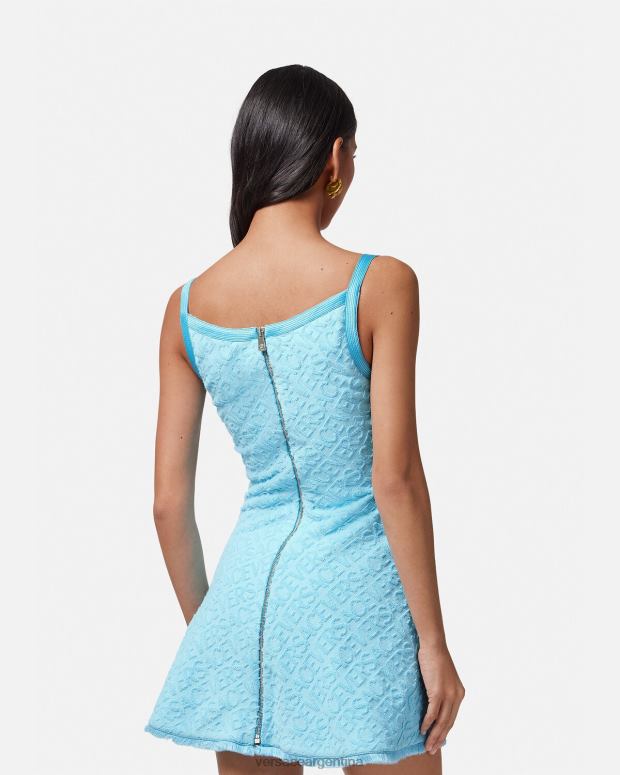 mujer Versace azul claro vestido corto de toalla ropa 4F60410
