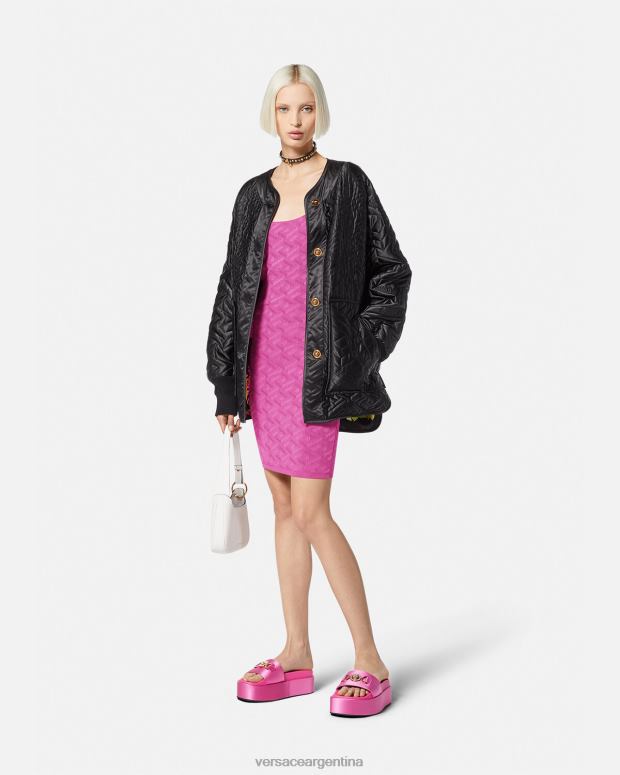 mujer Versace fucsia vestido corto con medusa '95 y la greca ropa 4F60465