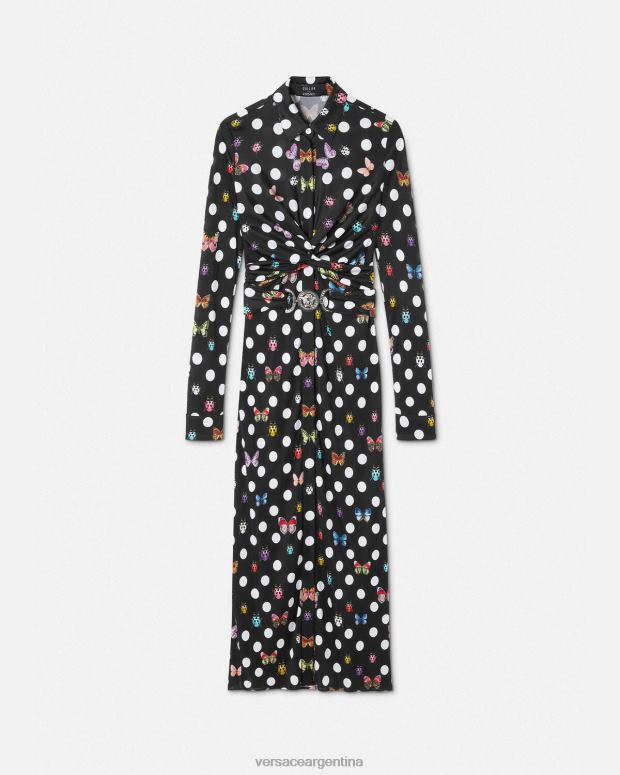 mujer Versace imprimir vestido midi estilo camisa con mariposas y medusa '95 ropa 4F6044