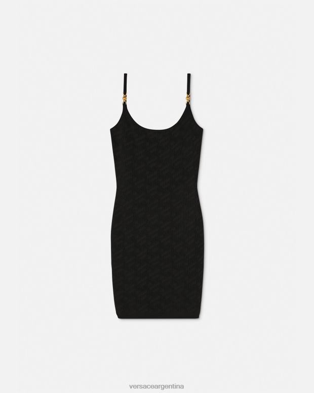 mujer Versace negro vestido corto con medusa '95 y la greca ropa 4F60442