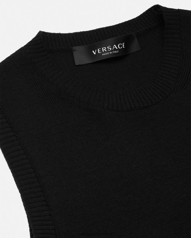 mujer Versace negro vestido corto de punto con logo color orquídea ropa 4F60470