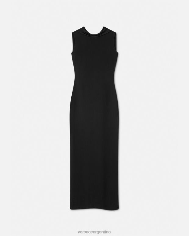 mujer Versace negro vestido largo con capucha ropa 4F60458
