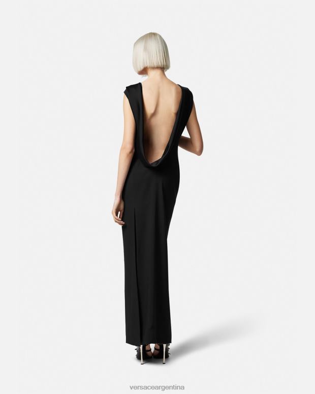 mujer Versace negro vestido largo con capucha ropa 4F60458