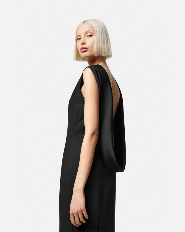 mujer Versace negro vestido largo con capucha ropa 4F60458
