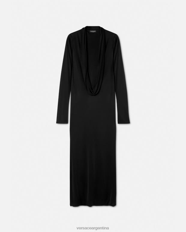 mujer Versace negro vestido largo con capucha ropa 4F60459