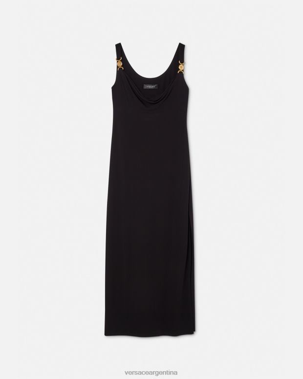 mujer Versace negro vestido largo con medusa '95 ropa 4F60444