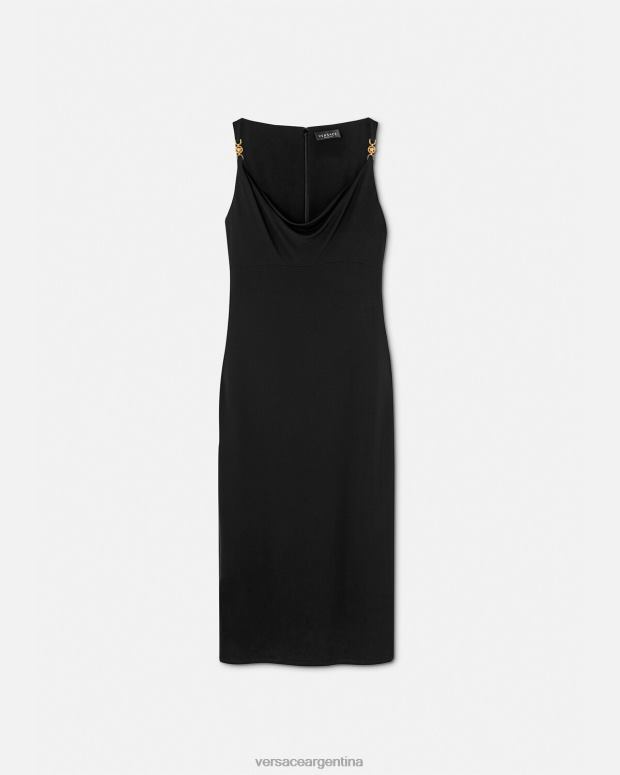mujer Versace negro vestido midi con medusa '95 ropa 4F60440