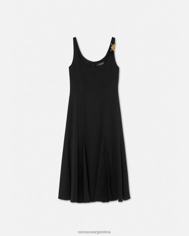 mujer Versace negro vestido midi con medusa '95 ropa 4F60441