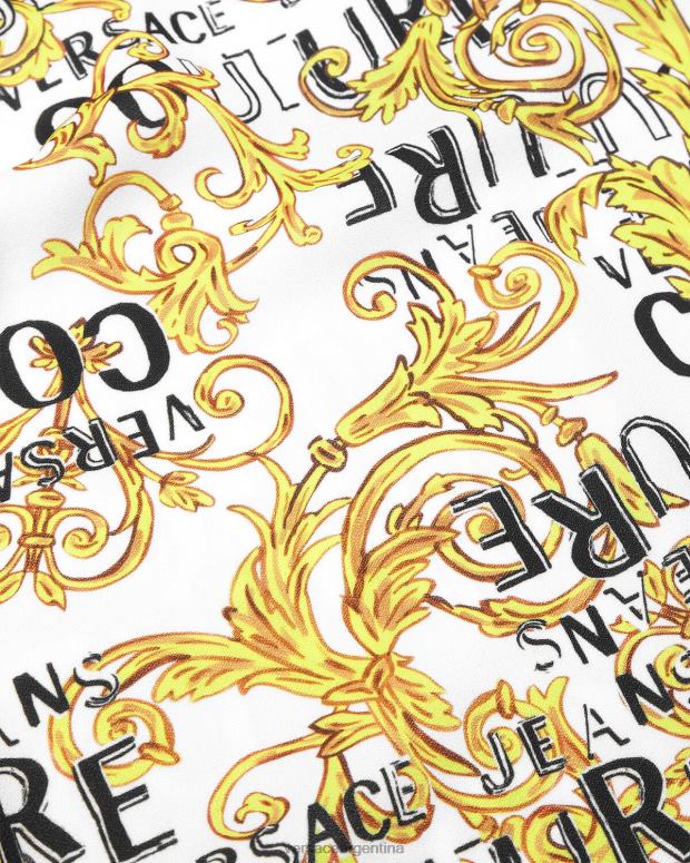 mujer Versace oro y blanco vestido corto de alta costura con logo ropa 4F6042187