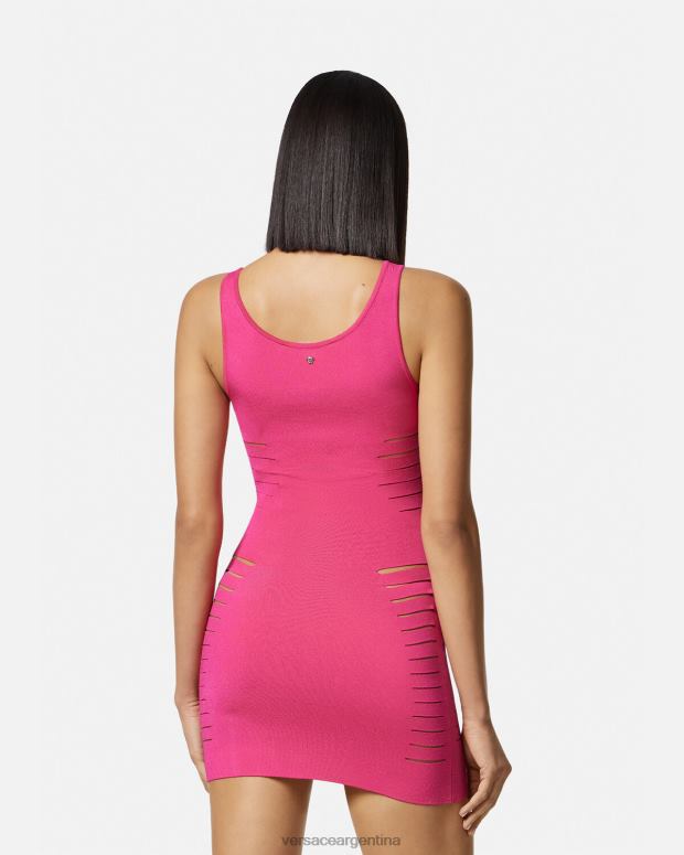 mujer Versace rosa vestido corto de punto con aberturas ropa 4F60447