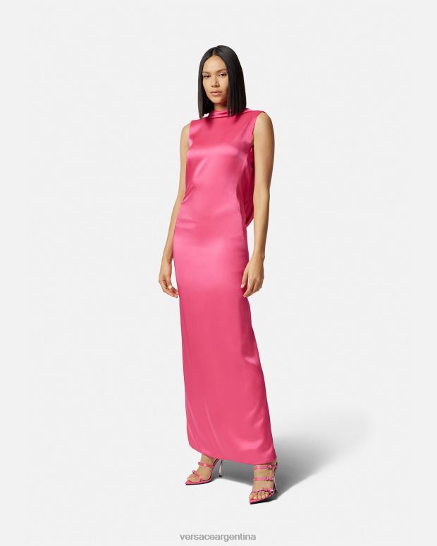 mujer Versace rosa vestido largo con capucha ropa 4F60461