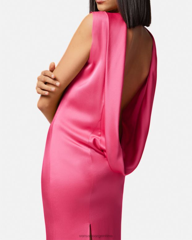 mujer Versace rosa vestido largo con capucha ropa 4F60461