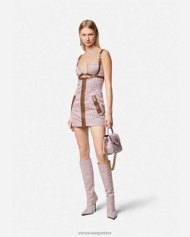 mujer Versace rosa y estampado minivestido por toda la prenda ropa 4F60427