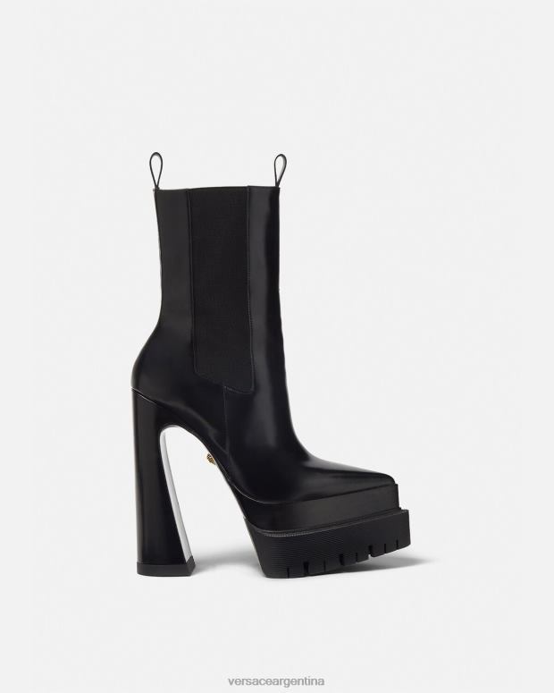 mujer Versace negro botas aevitas con plataforma puntiaguda zapato 4F604419