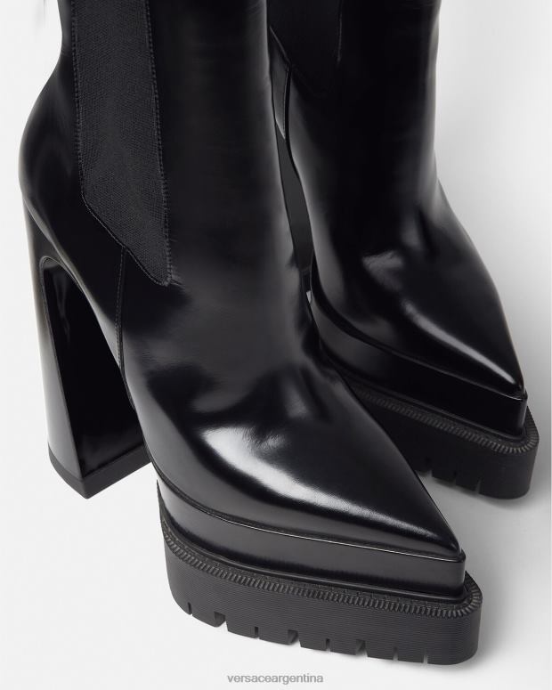 mujer Versace negro botas aevitas con plataforma puntiaguda zapato 4F604419
