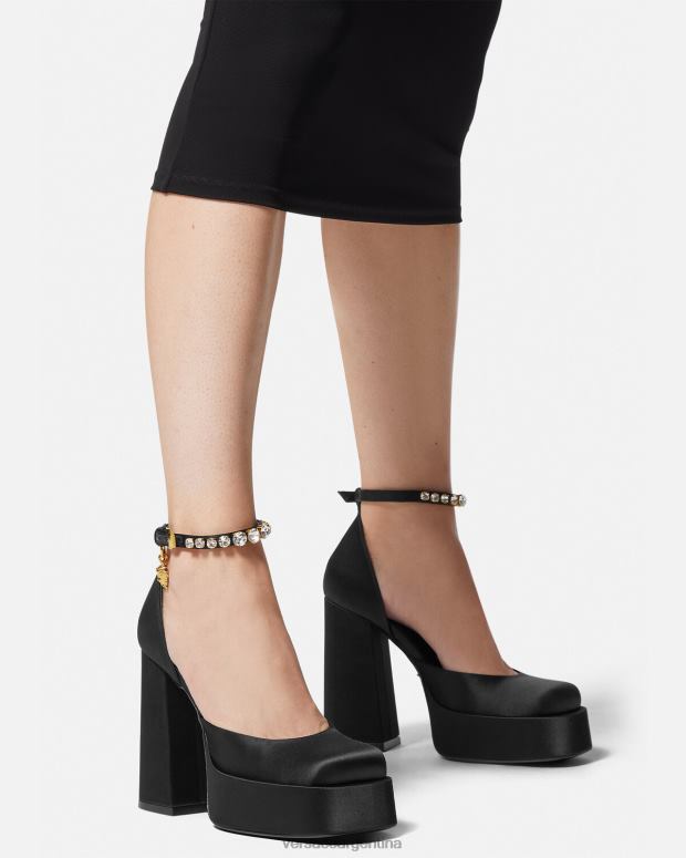 mujer Versace negro zapatos de tacón con plataforma única medusa aevitas zapato 4F604415