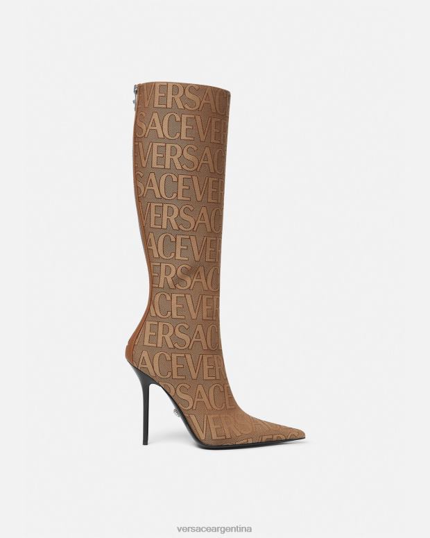 mujer Versace marrón botas hasta la rodilla por toda la prenda zapato 4F604475