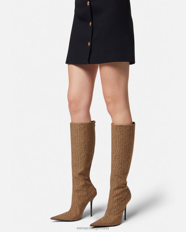 mujer Versace marrón botas hasta la rodilla por toda la prenda zapato 4F604475