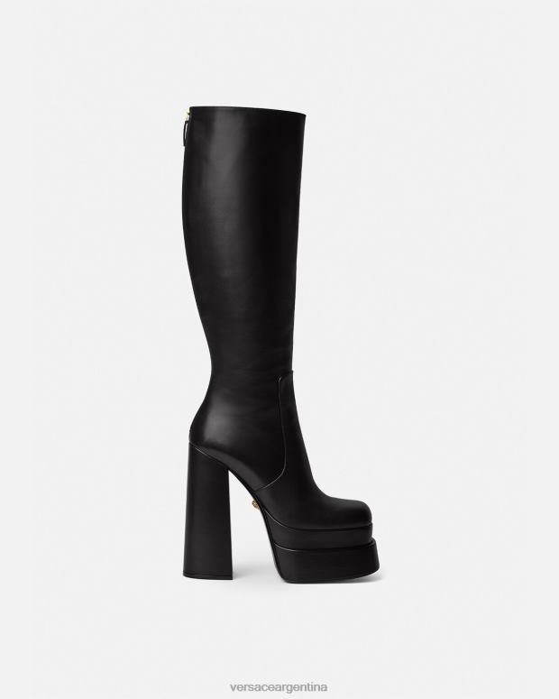 mujer Versace negro botas altas aevitas con plataforma zapato 4F604477