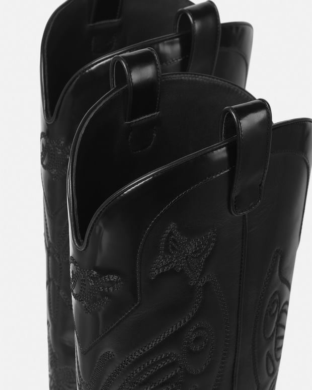 mujer Versace negro botas altas con mariposas zapato 4F604473