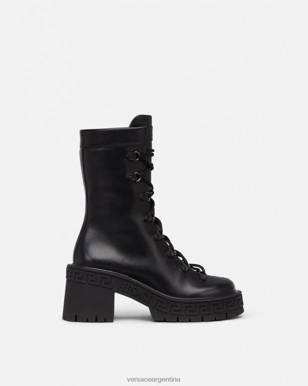 mujer Versace negro botas militares con plataforma greca zapato 4F604480