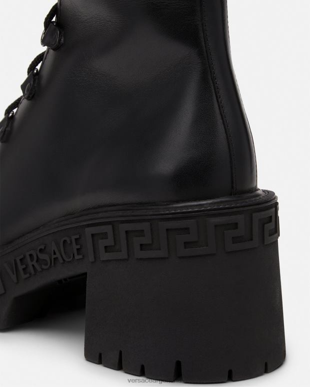 mujer Versace negro botas militares con plataforma greca zapato 4F604480