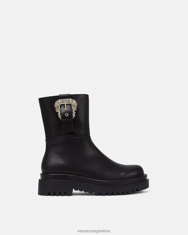 mujer Versace negro botines con hebilla barroca Drew zapato 4F6042271