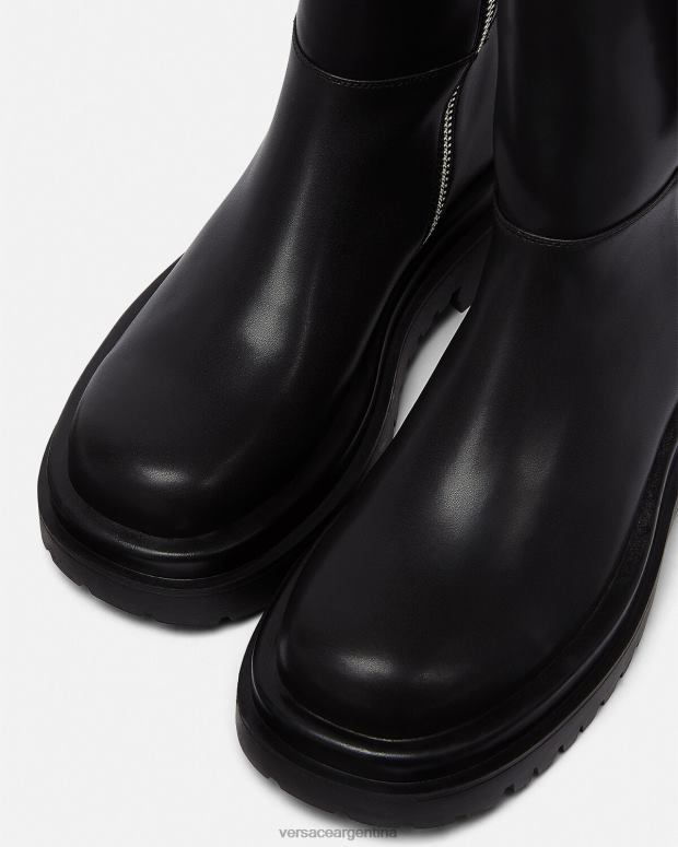 mujer Versace negro botines con hebilla barroca Drew zapato 4F6042271