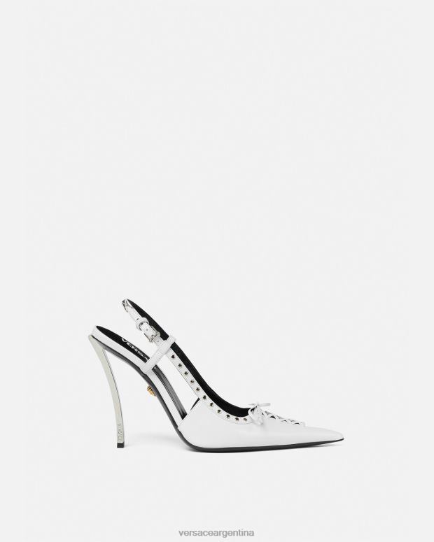 mujer Versace blanco zapatos de tacón con tira trasera y cordones zapato 4F604383