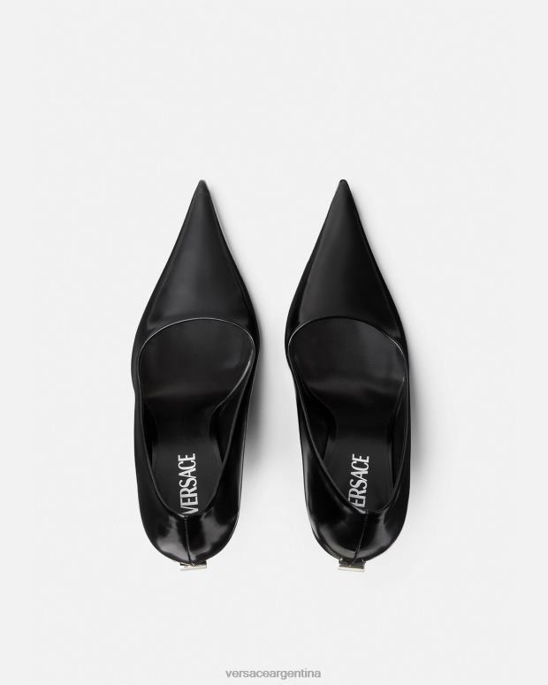 mujer Versace negro bombas de punta zapato 4F604384